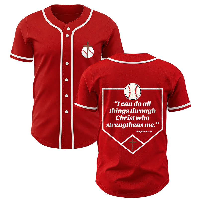 Christianartworkshop Filippesi 4:13 Maglia da baseball della fede: Maglia da baseball con croce, motto, forza e devozione - Rosso - 5XL - image 21