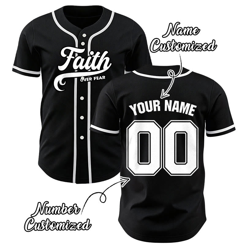 Christianartworkshop Faith Over Fear Maglia da baseball unisex personalizzata con nome e numero - image 0