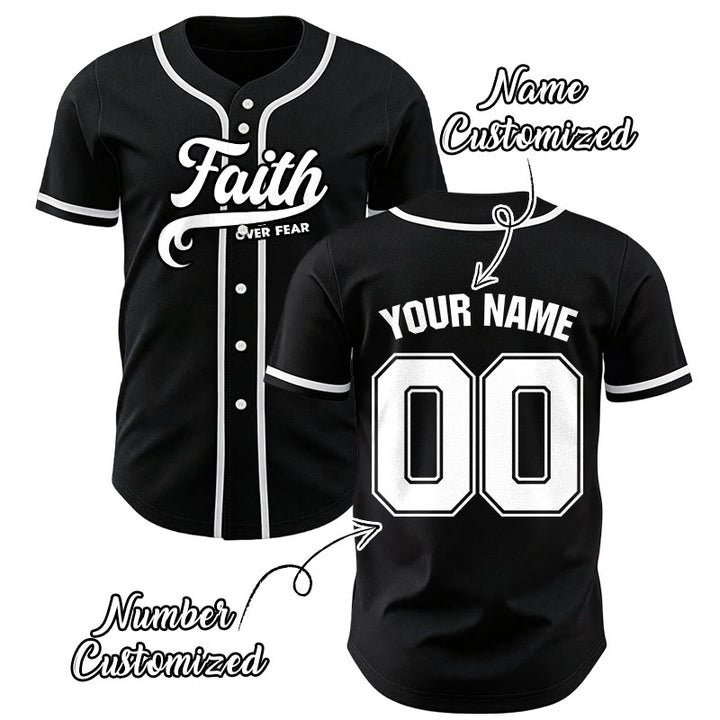 Christianartworkshop Faith Over Fear Maglia da baseball unisex personalizzata con nome e numero - image 0