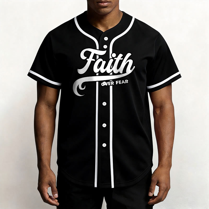 Christianartworkshop Faith Over Fear Maglia da baseball unisex personalizzata con nome e numero - image 2