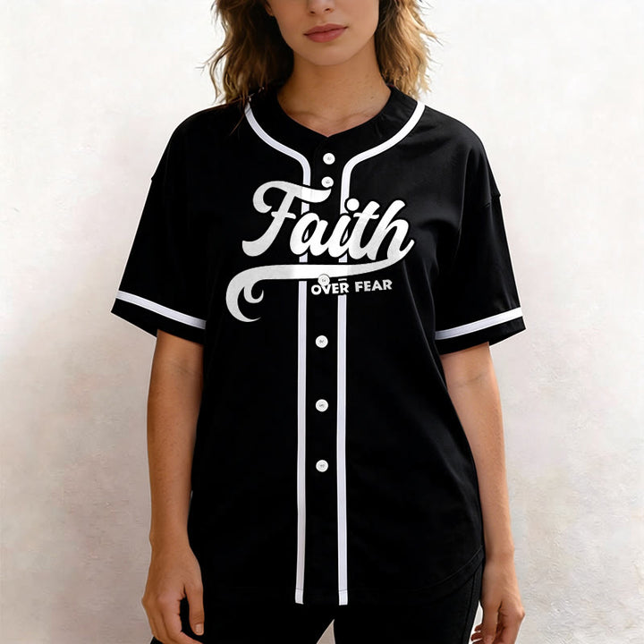 Christianartworkshop Faith Over Fear Maglia da baseball unisex personalizzata con nome e numero - image 4