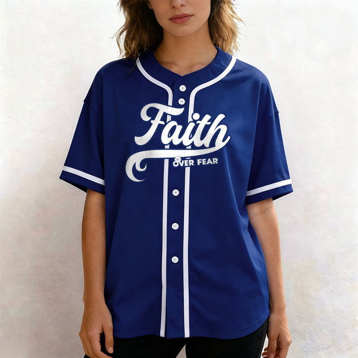 Christianartworkshop Maglia da baseball unisex personalizzata con nome e numero "Faith Over Fear" (Fede contro la paura) - image 11