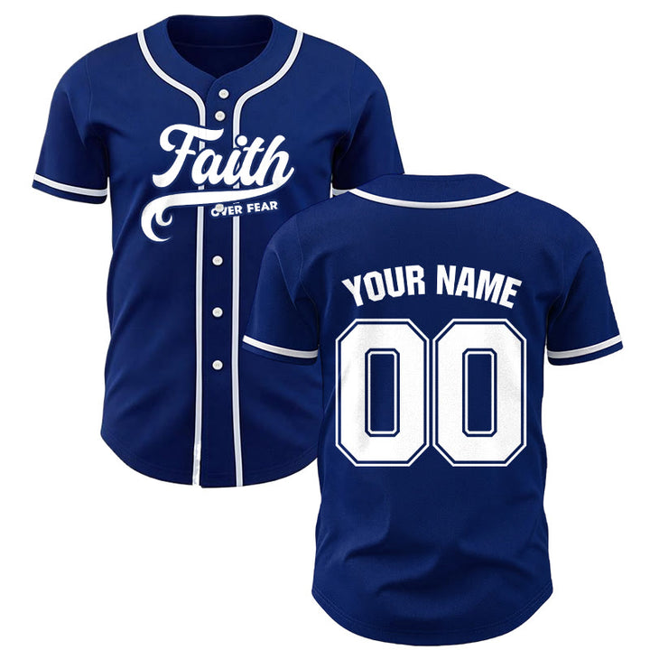 Christianartworkshop Faith Over Fear Maglia da baseball unisex personalizzata con nome e numero - Blu navy - 5XL - Nome & Numero personalizzati - image 8
