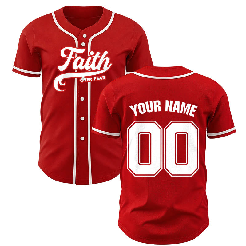 Christianartworkshop Faith Over Fear Maglia da baseball unisex personalizzata con nome e numero - Rosso - 5XL - Nome & Numero personalizzati - image 22