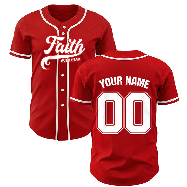 Christianartworkshop Faith Over Fear Maglia da baseball unisex personalizzata con nome e numero - Rosso - 5XL - Nome & Numero personalizzati - image 22