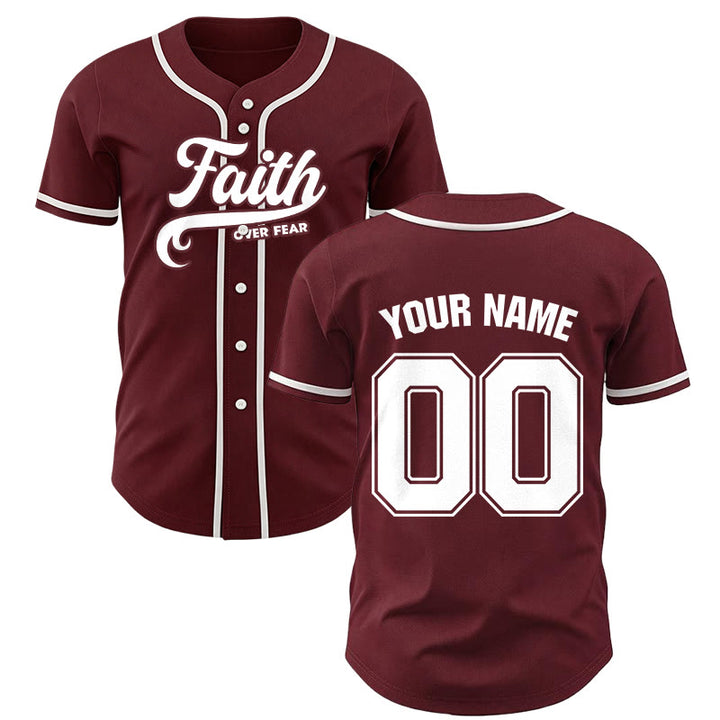Christianartworkshop Faith Over Fear Maglia da baseball unisex personalizzata con nome e numero - Vino - 5XL - Nome & Numero personalizzati - image 29