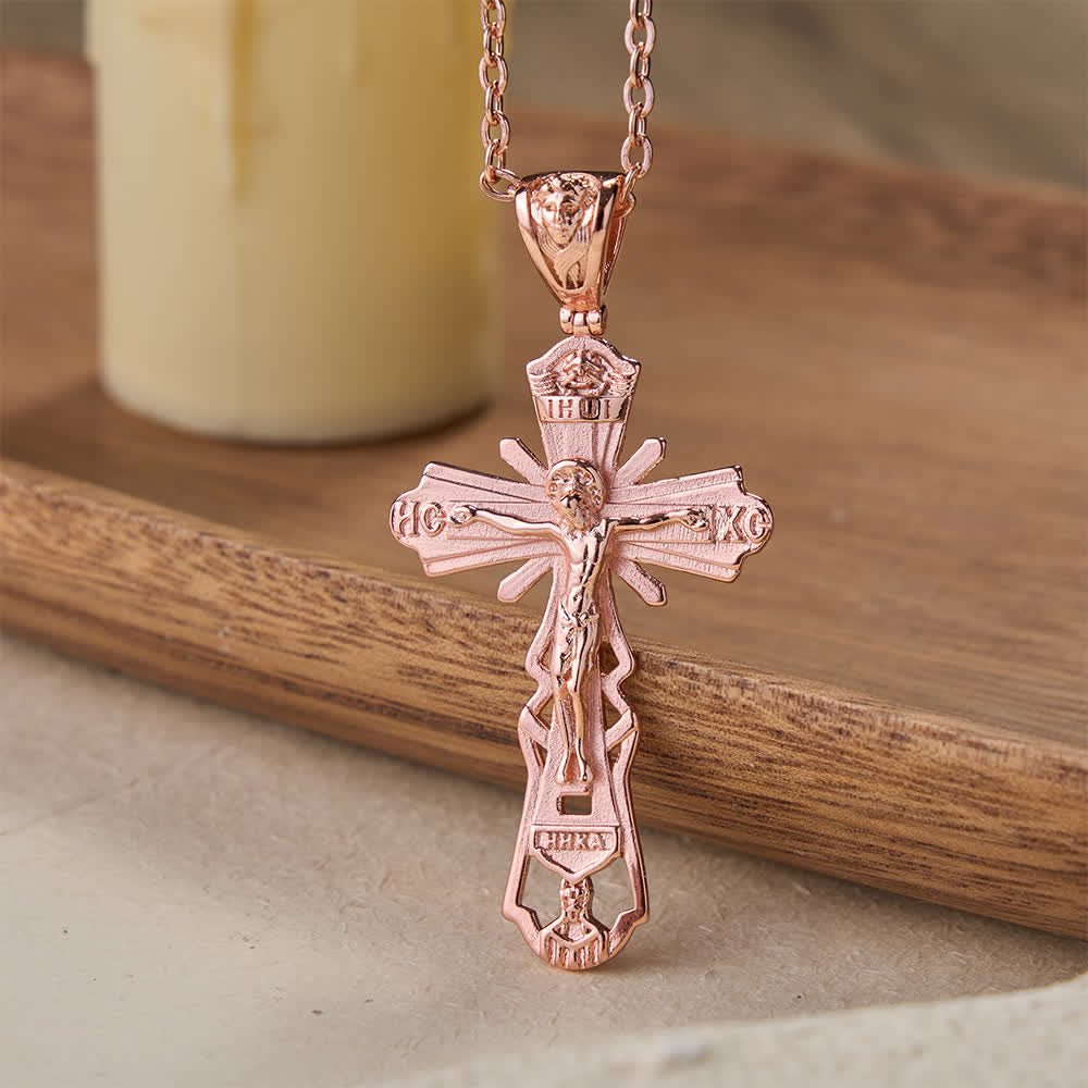 Collana con croce cristiana Christianartworkshop : storia di sacrificio e ornamento senza tempo - Oro rosa - 70 cm - image 5