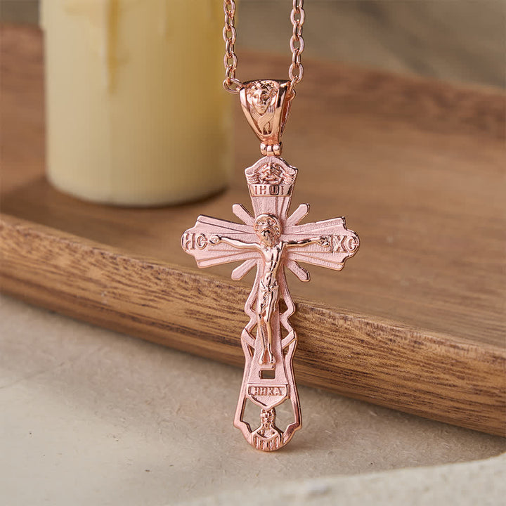 Collana con croce cristiana Christianartworkshop : storia di sacrificio e ornamento senza tempo - Oro rosa - 70 cm - image 5