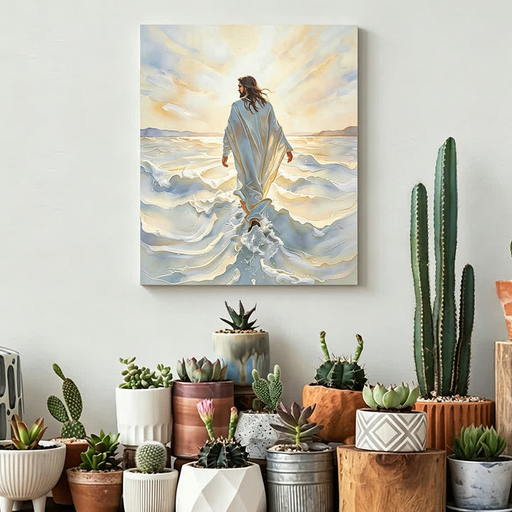 Christianartworkshop Opere d'arte cristiane Gesù che cammina sull'acqua Stampe artistiche da parete: Fede e guida divina - image 3