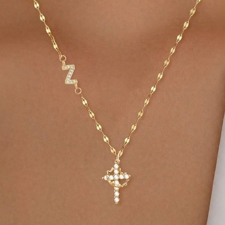 Christianartworkshop Collana personalizzata con iniziale A-Z, corona e croce: ciondolo personalizzato con monogramma di fede sacra. - Z - image 27