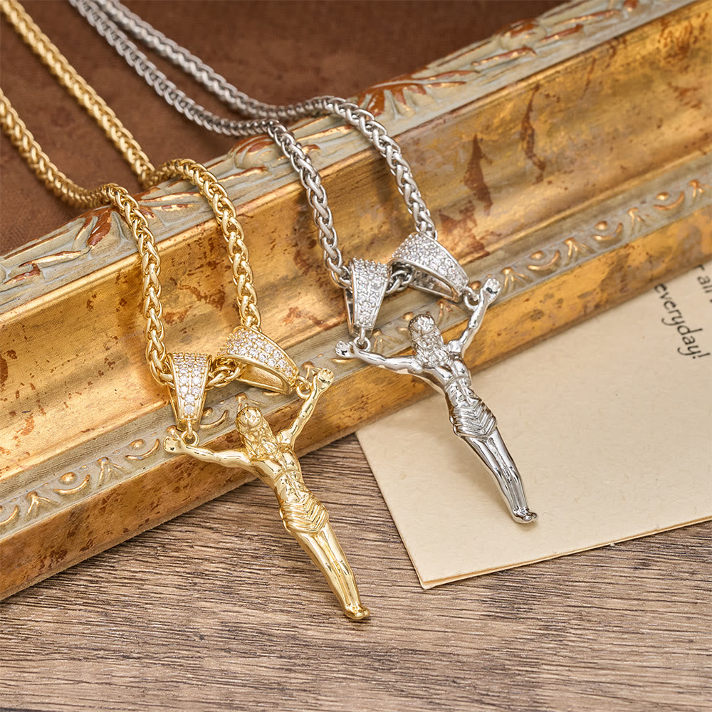 Christianartworkshop Collana con crocifisso mobile impreziosito da zirconi: un'audace dichiarazione di fede sacra, un'opera d'arte da indossare. - image 1