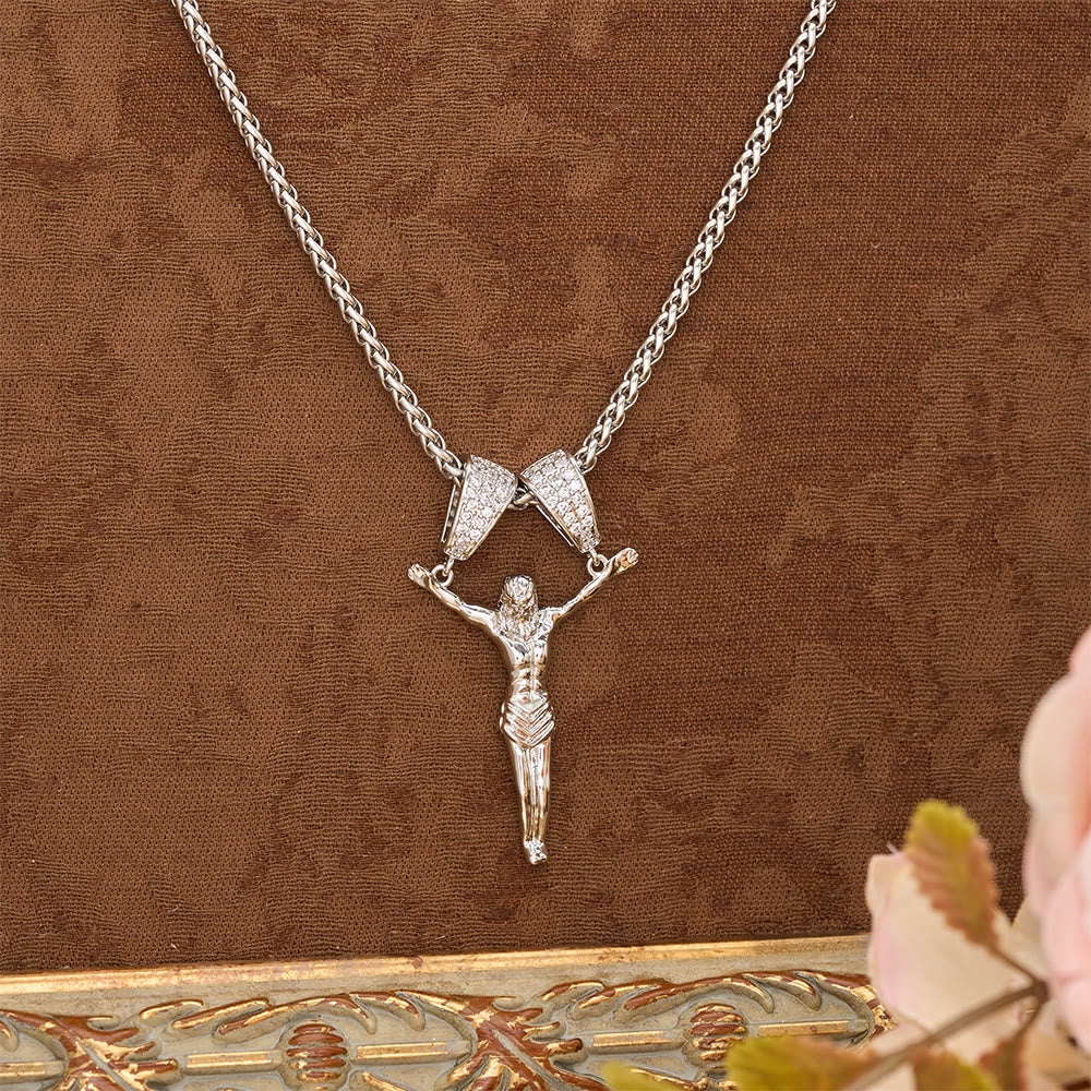 Christianartworkshop Collana con crocifisso mobile impreziosito da zirconi: un'audace dichiarazione di fede sacra, un'opera d'arte da indossare. - Argento - image 0