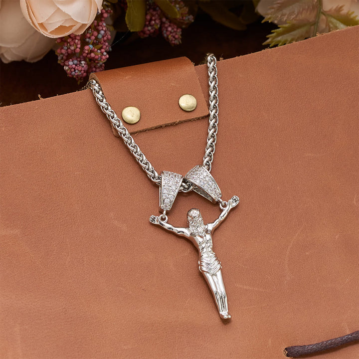 Christianartworkshop Collana con crocifisso mobile impreziosito da zirconi: un'audace dichiarazione di fede sacra, un'opera d'arte da indossare. - image 2