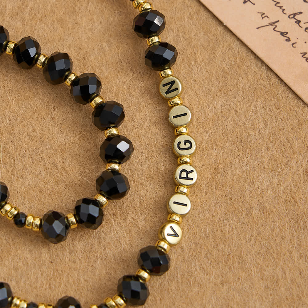 Rosario della Vergine Maria in vetro sfaccettato nero Christianartworkshop con lettere personalizzate per il nome della mamma - image 5