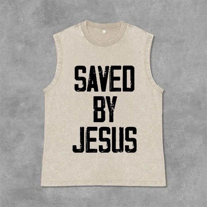 Christianartworkshop Canotta unisex Saved By Jesus - Beige - 2XL - image 7