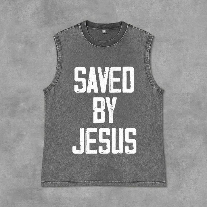 Christianartworkshop Canotta unisex Saved By Jesus - Grigio - 2XL - image 3