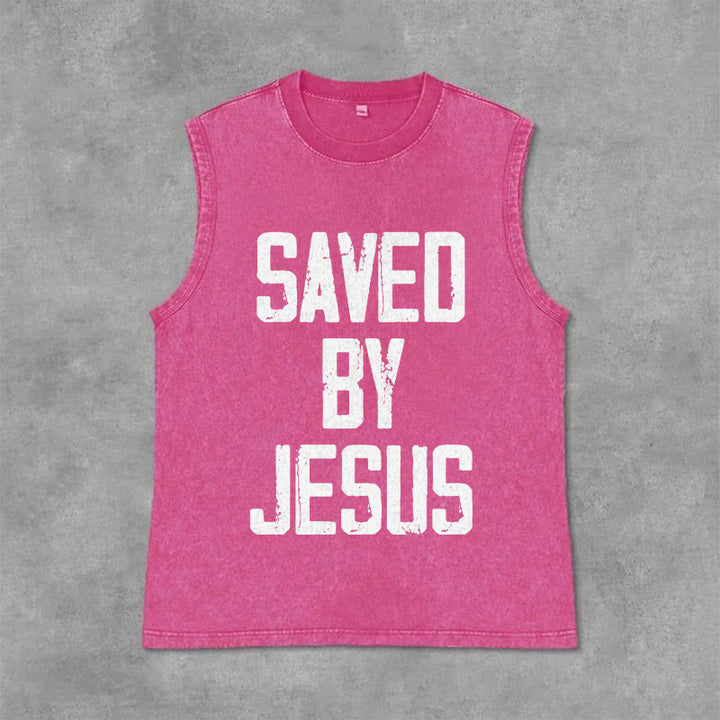 Christianartworkshop Canotta unisex Saved By Jesus - Rosa - 2XL - image 12
