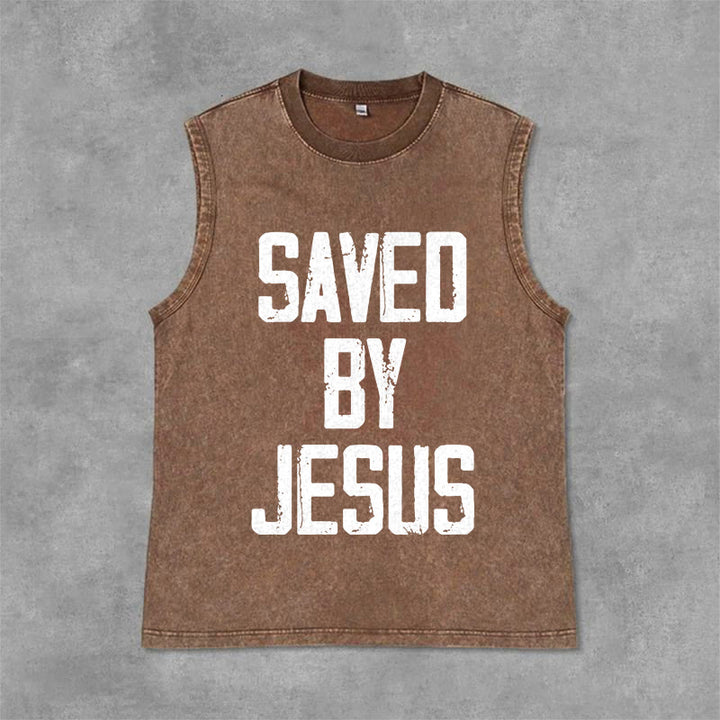 Christianartworkshop Canotta unisex Saved By Jesus - Marrone - 2XL - image 1
