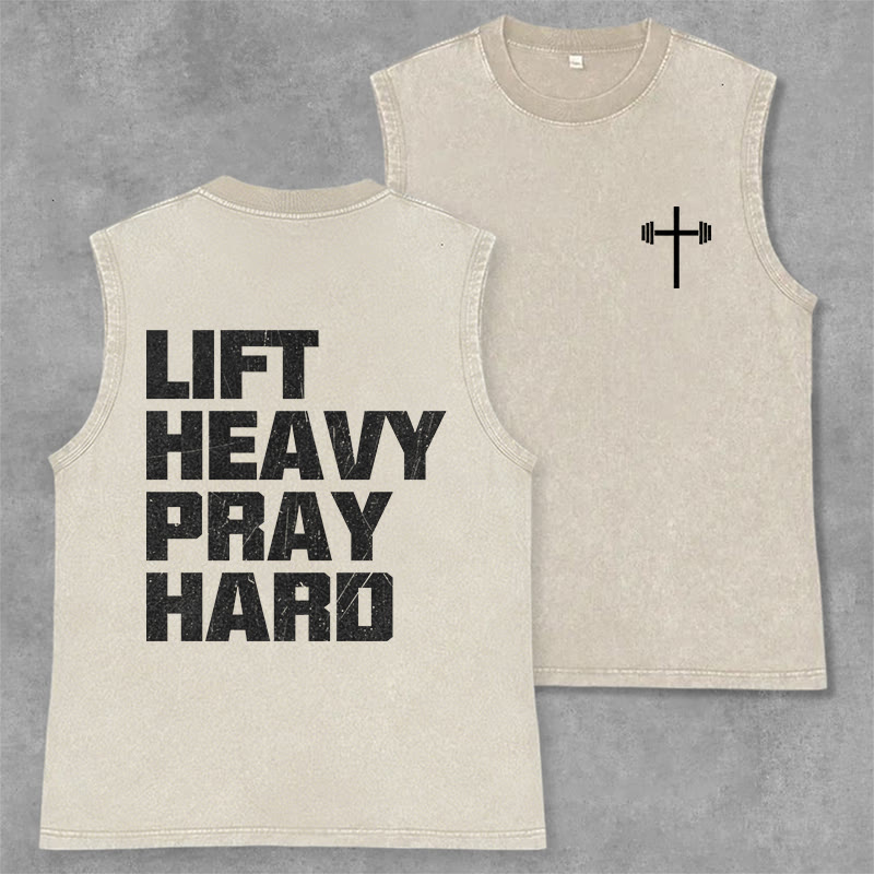 Christianartworkshop Canotta unisex lavata Lift Heavy Pray Hard - Beige - 2XL - image 21