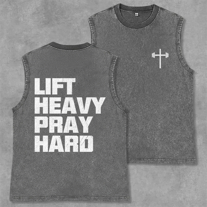 Christianartworkshop Canotta unisex lavata Lift Heavy Pray Hard - Grigio - 2XL - image 14