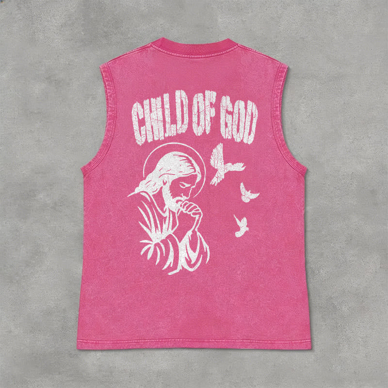 Christianartworkshop Canotta unisex lavata con scritta "Pregando Gesù, Figlio di Dio, Fede" - Rosa - 2XL - image 12
