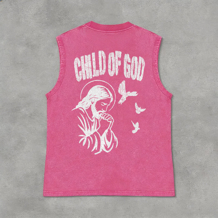 Christianartworkshop Canotta unisex lavata con scritta "Pregando Gesù, Figlio di Dio, Fede" - Rosa - 2XL - image 12