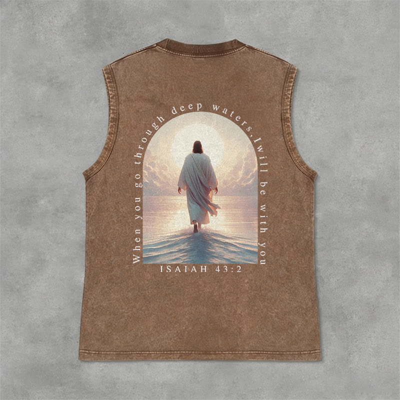 Christianartworkshop Isaia 43:2 Sarò con te Canotta unisex lavata - Marrone - 2XL - image 6