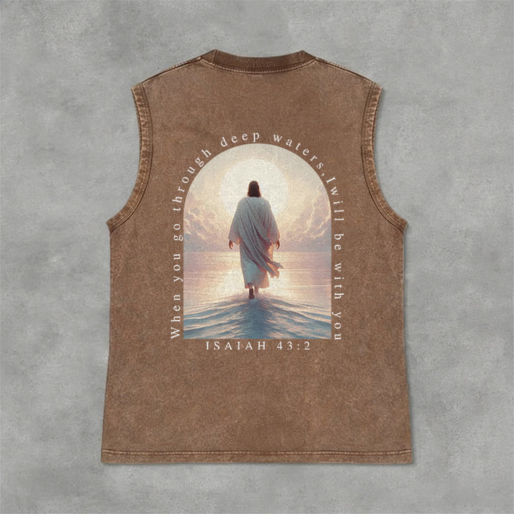 Christianartworkshop Isaia 43:2 Sarò con te Canotta unisex lavata - Marrone - 2XL - image 6