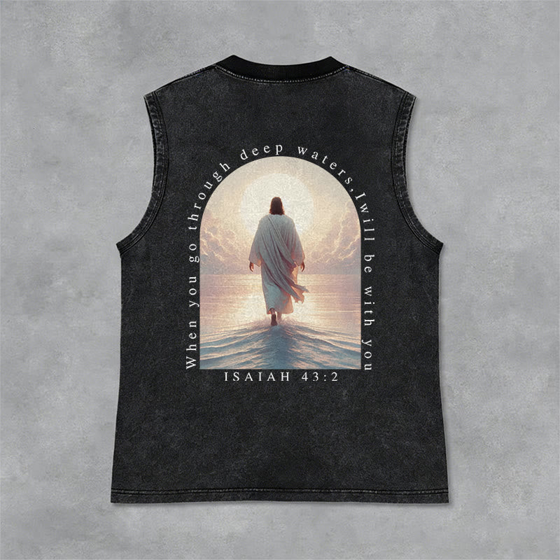 Christianartworkshop Isaia 43:2 Sarò con te Canotta unisex lavata - Nero - 2XL - image 0