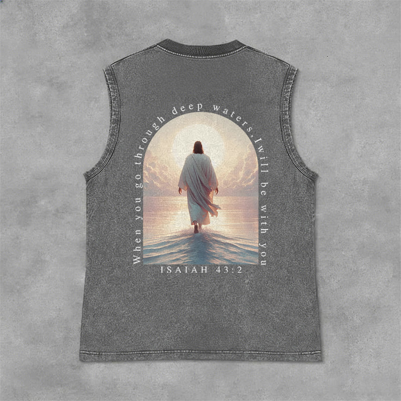 Christianartworkshop Isaia 43:2 Sarò con te Canotta unisex lavata - Grigio - 2XL - image 9