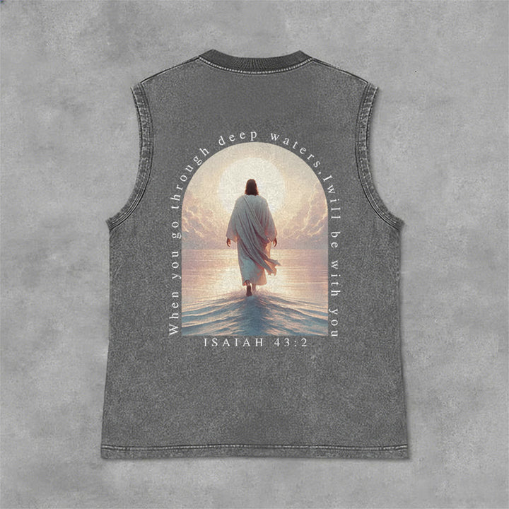 Christianartworkshop Isaia 43:2 Sarò con te Canotta unisex lavata - Grigio - 2XL - image 9