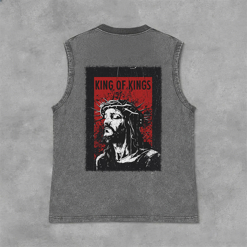 Christianartworkshop Canotta unisex lavata "King Of Kings Jesus" - Grigio - 2XL - image 9