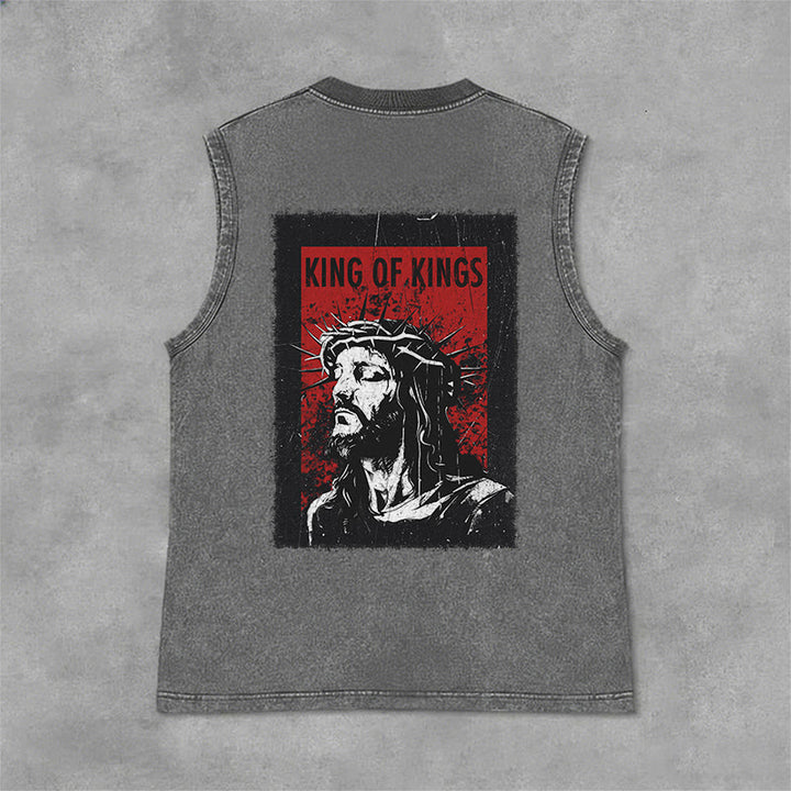 Christianartworkshop Canotta unisex lavata "King Of Kings Jesus" - Grigio - 2XL - image 9