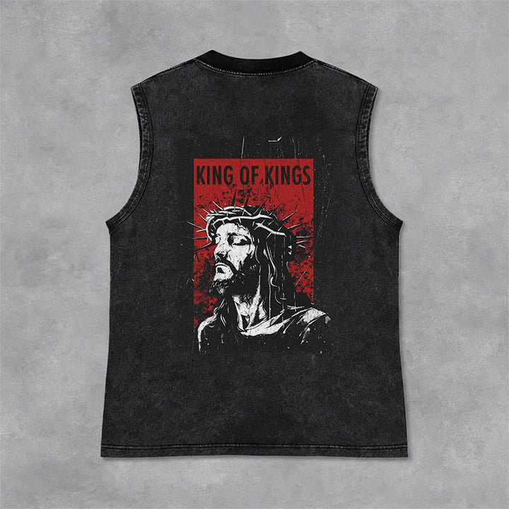 Christianartworkshop Canotta unisex lavata "King Of Kings Jesus" - Nero - 2XL - image 0