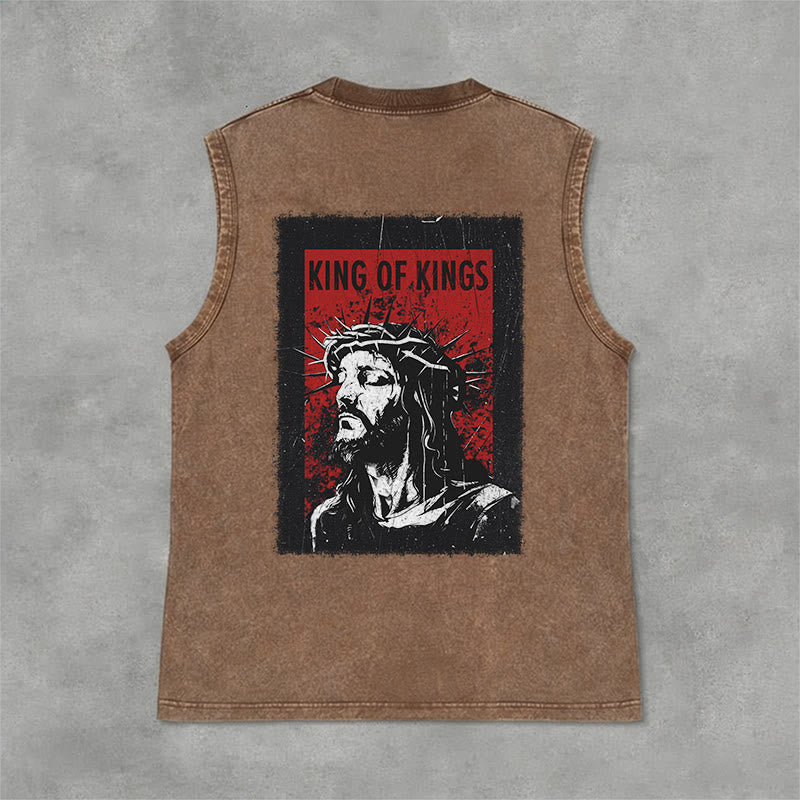 Christianartworkshop Canotta unisex lavata "King Of Kings Jesus" - Marrone - 2XL - image 6
