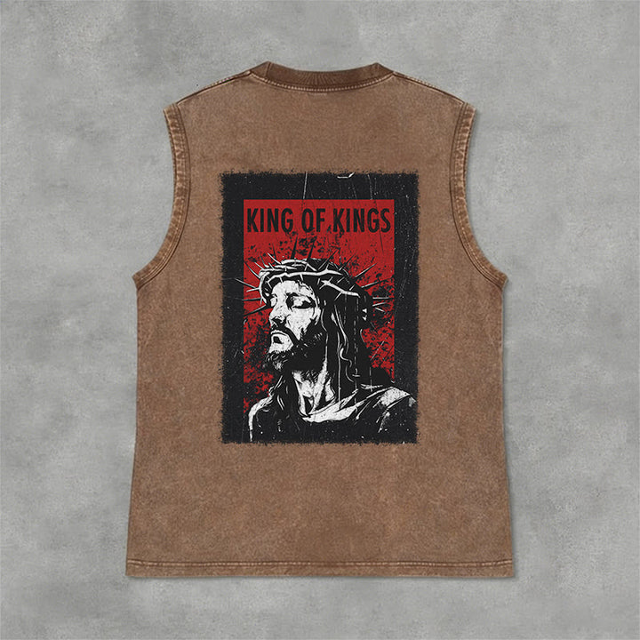 Christianartworkshop Canotta unisex lavata "King Of Kings Jesus" - Marrone - 2XL - image 6