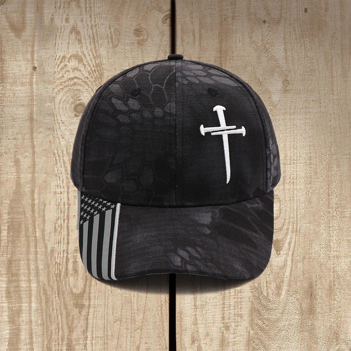 Christianartworkshop Cappellino da camionista con ricamo a croce di chiodi e corona di spine - Nero - image 9