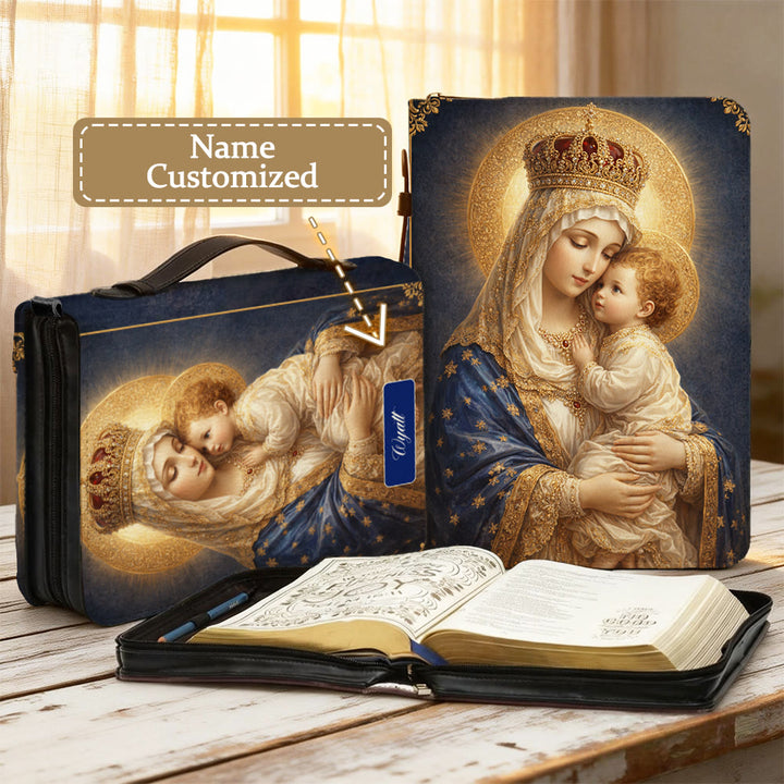 Christianartworkshop Copertina per Bibbia con cerniera raffigurante la Madonna con Bambino. - 2XL - Nome personalizzato - image 0