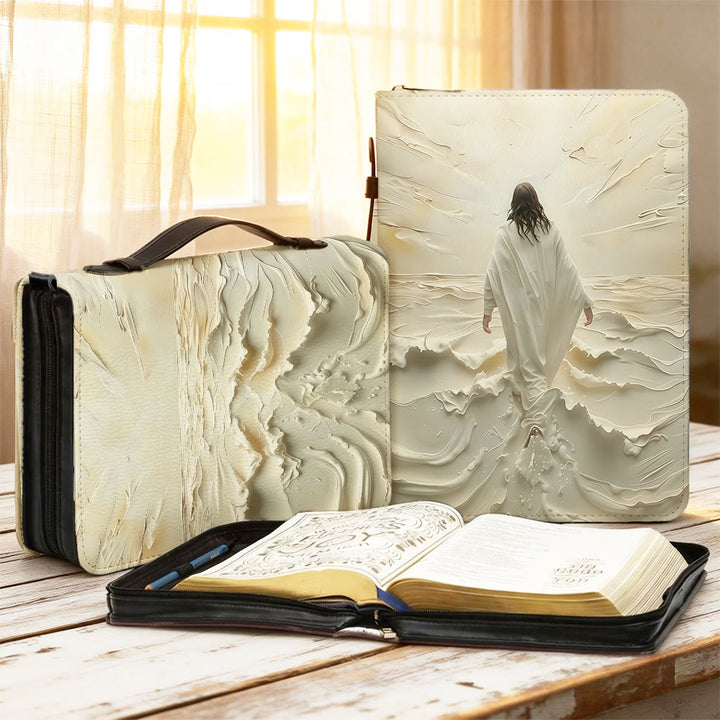 Christianartworkshop Copertina della Bibbia con Gesù che cammina sull'acqua in tonalità neutra - 2XL - Standard (non personalizzato) - image 1