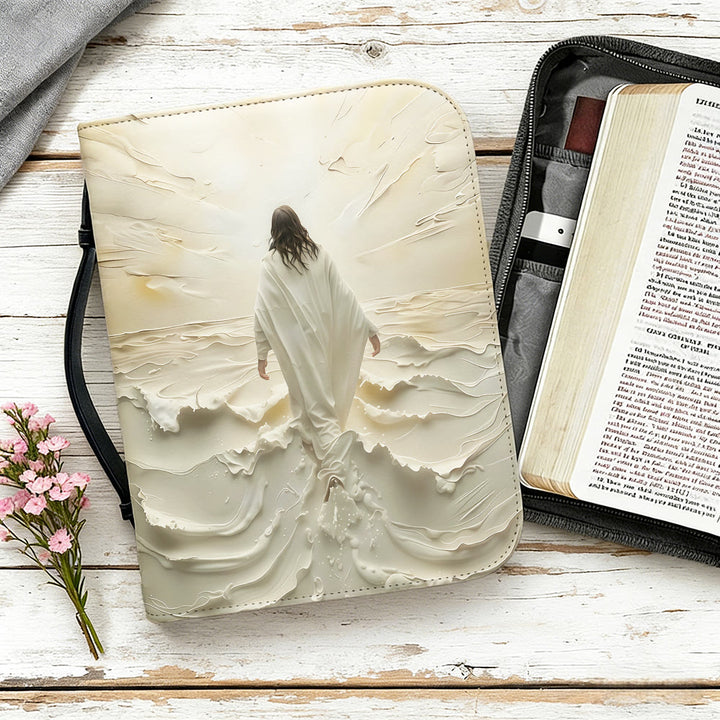 Christianartworkshop Copertina della Bibbia con Gesù che cammina sull'acqua in tonalità neutra - image 13