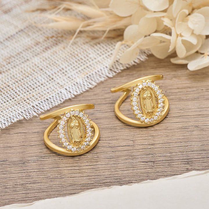 Christianartworkshop Anello con aureola di zirconi della Madonna di Guadalupe: simbolo di grazia mariana e luce divina. - image 1