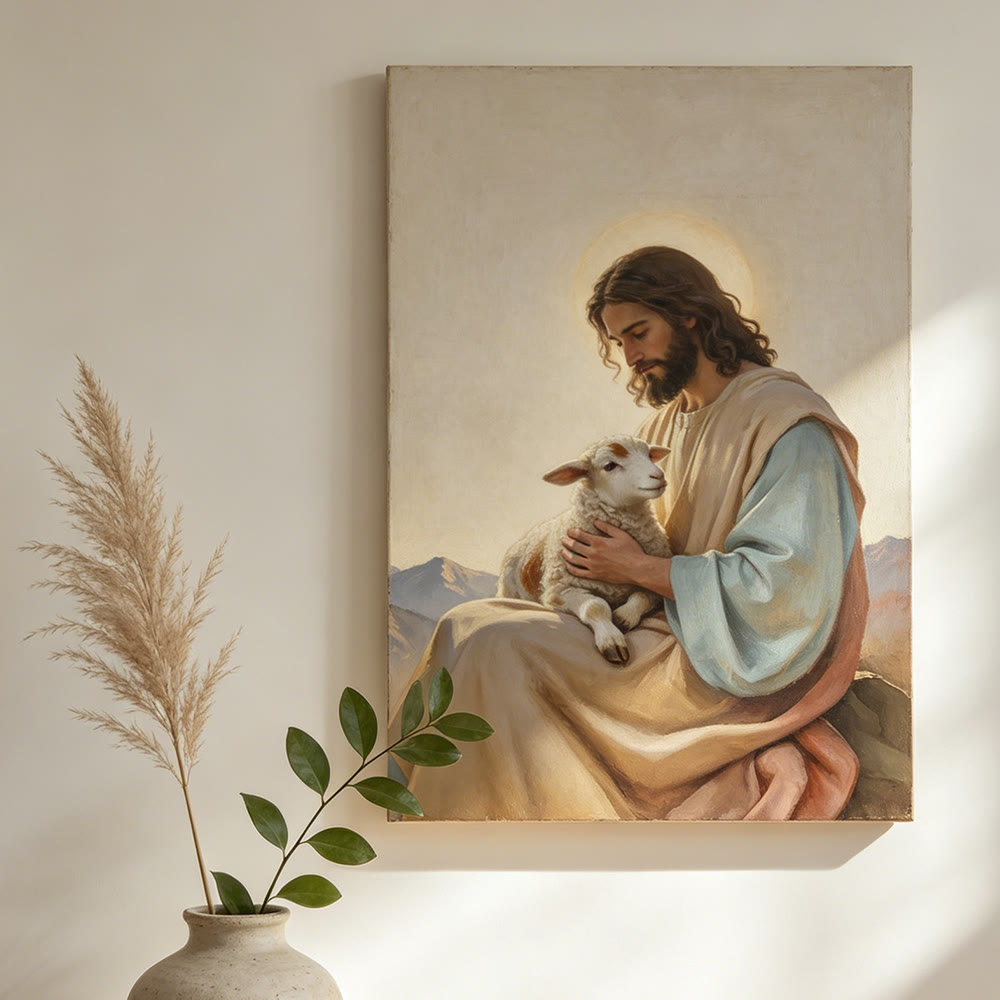 Christianartworkshop Stampa artistica da parete di Gesù il Buon Pastore: un simbolo di compassione divina e amore gentile. - image 1