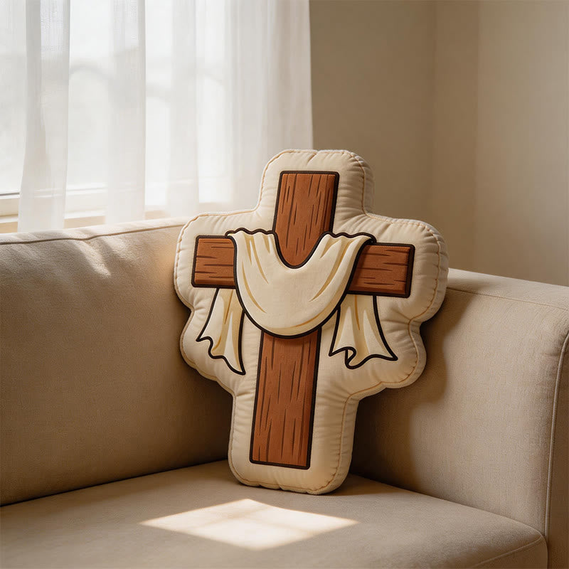Christianartworkshop Cuscino in peluche a forma di croce con drappeggio in tessuto: un'accogliente decorazione per la casa ispirata alla fede. - 24" (60 cm) - image 0