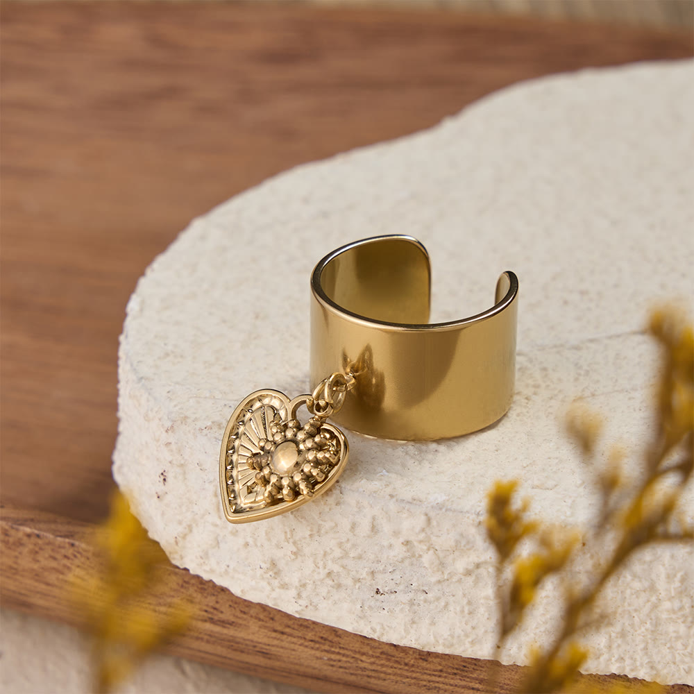 Christianartworkshop Anello aperto Premium Faith Charm con molteplici simboli: un emblema sacro di fede incrollabile - Sacro Cuore d'Oro - image 5