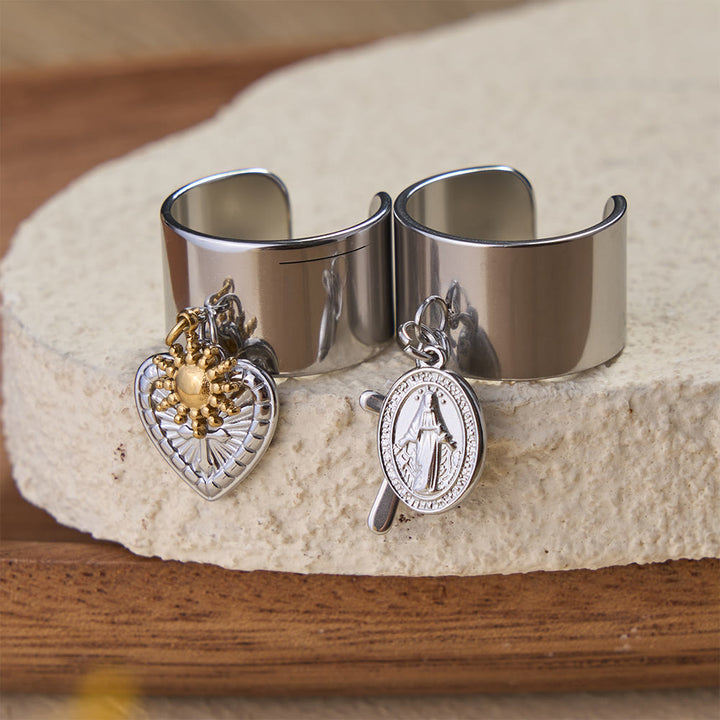 Christianartworkshop Anello aperto Premium Faith Charm con molteplici simboli: un emblema sacro di fede incrollabile - image 2