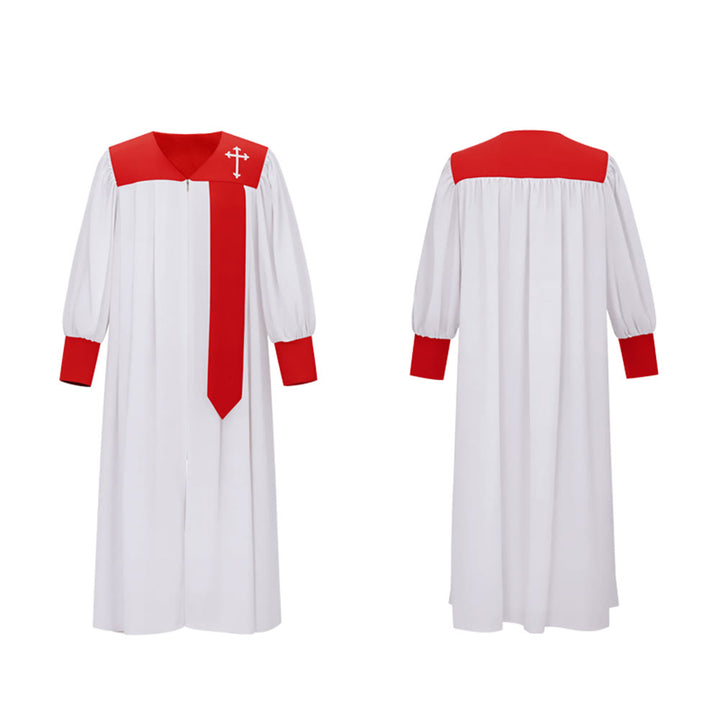 Christianartworkshop - Distintiva veste bianca da clero con colletto rosso ed emblema della croce - image 15