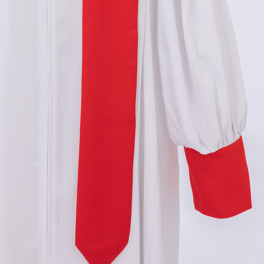 Christianartworkshop - Distintiva veste bianca da clero con colletto rosso ed emblema della croce - image 10