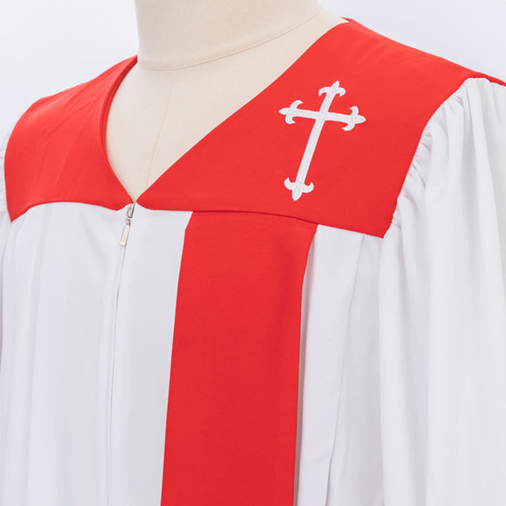 Christianartworkshop - Distintiva veste bianca da clero con colletto rosso ed emblema della croce - image 7