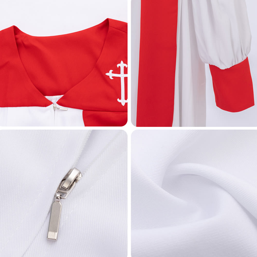 Christianartworkshop - Distintiva veste bianca da clero con colletto rosso ed emblema della croce - image 14