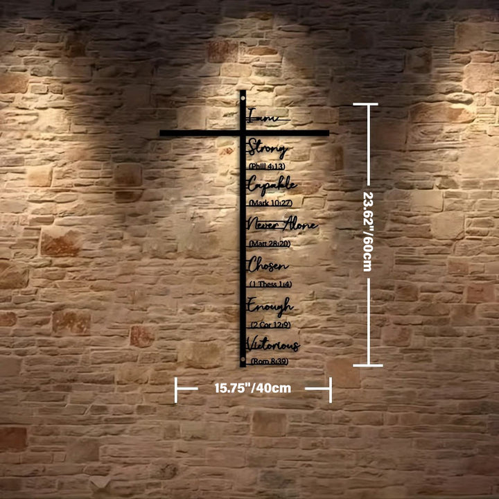 Decorazione murale in metallo con croce e versetto biblico Christianartworkshop : promemoria quotidiano di fede. - Nero - 15,75''*23,62''*0,05''/40cm*60cm*0,12cm - image 5